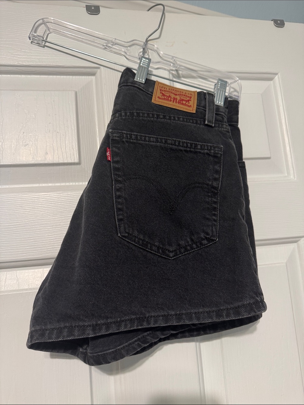 Levi's Black Denim High Waisted Mom Short